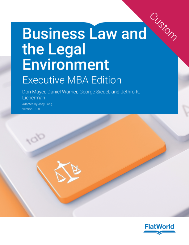 Cover of Business Law and the Legal Environment: Executive MBA Edition v1.0.8