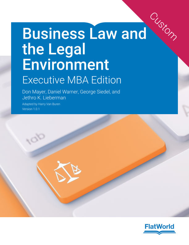 Cover of Business Law and the Legal Environment: Executive MBA Edition v1.0.1