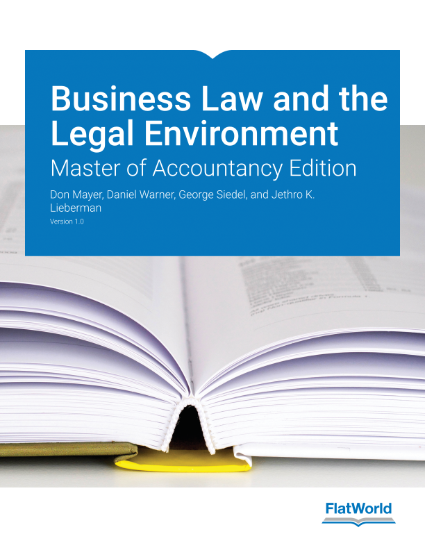 Cover of Business Law and the Legal Environment: Master of Accountancy Edition v1.0