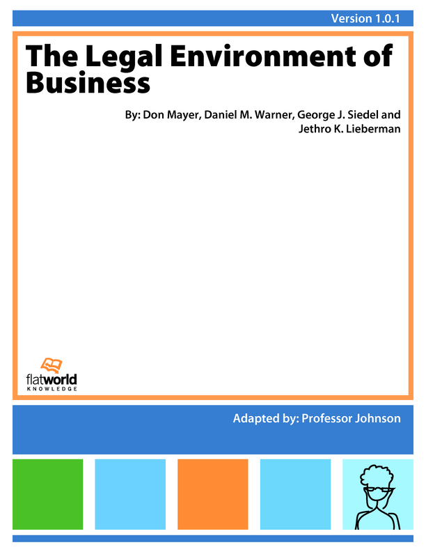 Cover of The Legal Environment of Business v1.0.1