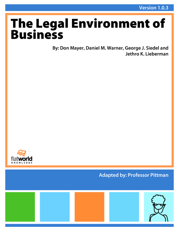 Cover of The Legal Environment of Business v1.0.3