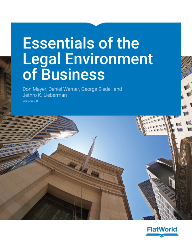 Cover of Essentials of the Legal Environment of Business v2.0