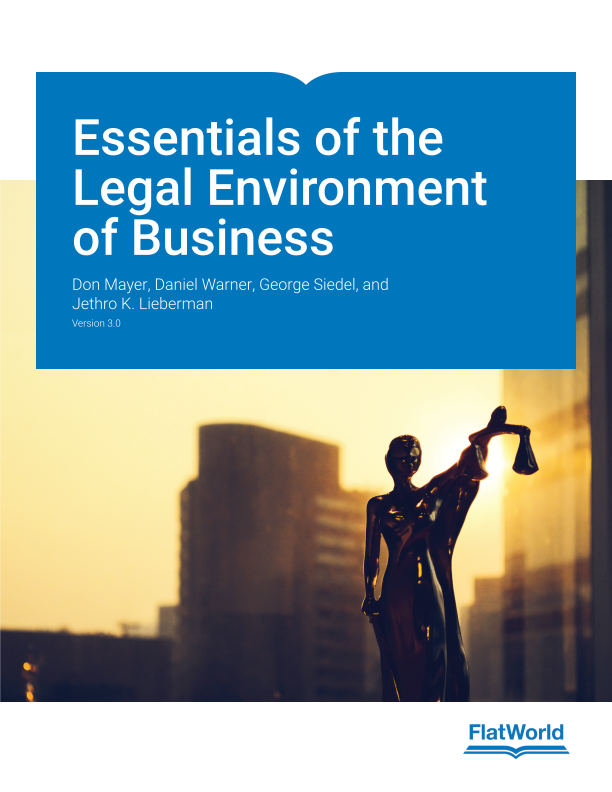 Cover of Essentials of the Legal Environment of Business v3.0